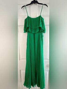 Zara Emerald Green Pleated Maxi Dress